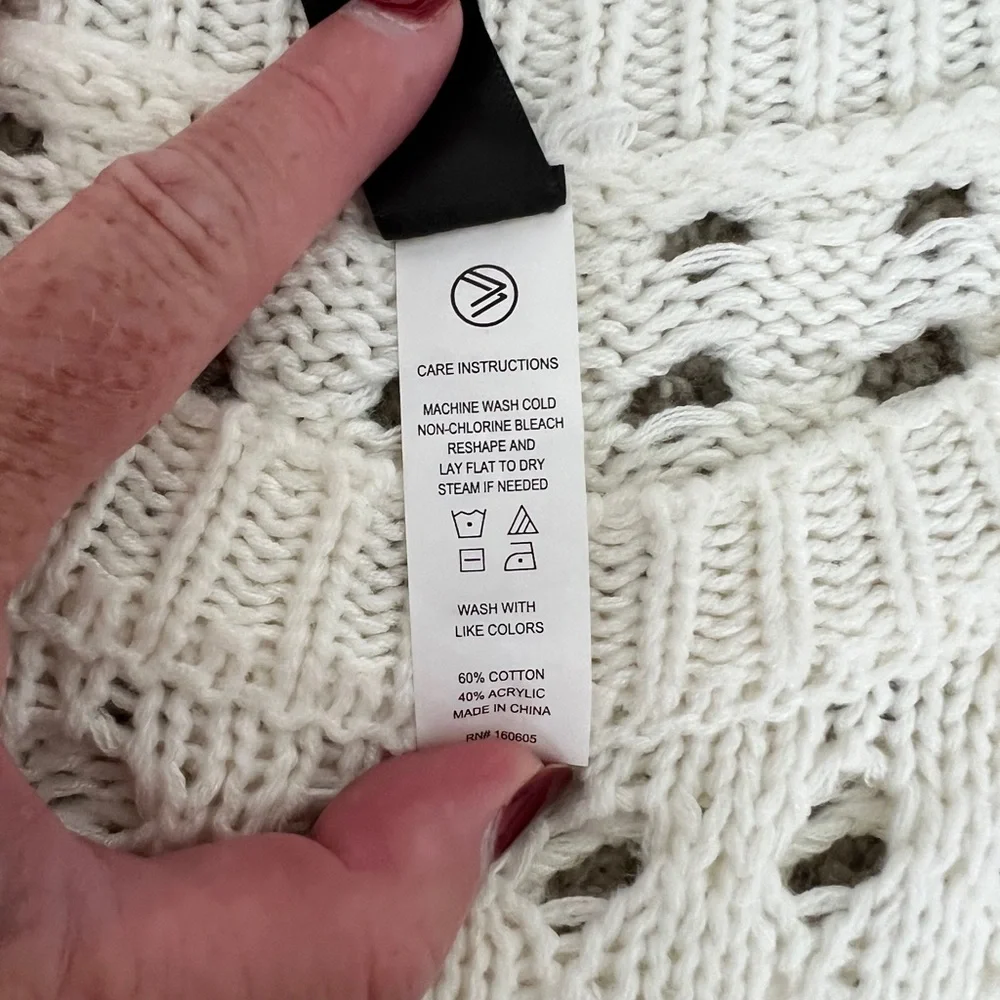 Savvi Off White Crochet Luxury Boutique Light Sweater, On/Off Shoulder Dana